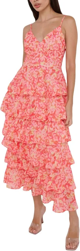 Women 2023 Floral Long Dress Tiered Ruffles Sleeveless Cami Dress Summer Casual Beach Party Midi Dress Streetwear
