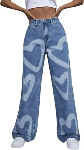 Women's Baggy Jeans Vintage Y2K Wide Leg Jeans High Waisted Boyfriend Pants Plus Size Ripped Jeans Hip Hop Streetwear