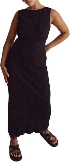 Women's Maternity Dress Rib Knit Split Bodycon Maxi Dress Slit Sleeveless Crew Neck Tank Dress Casual Dresses
