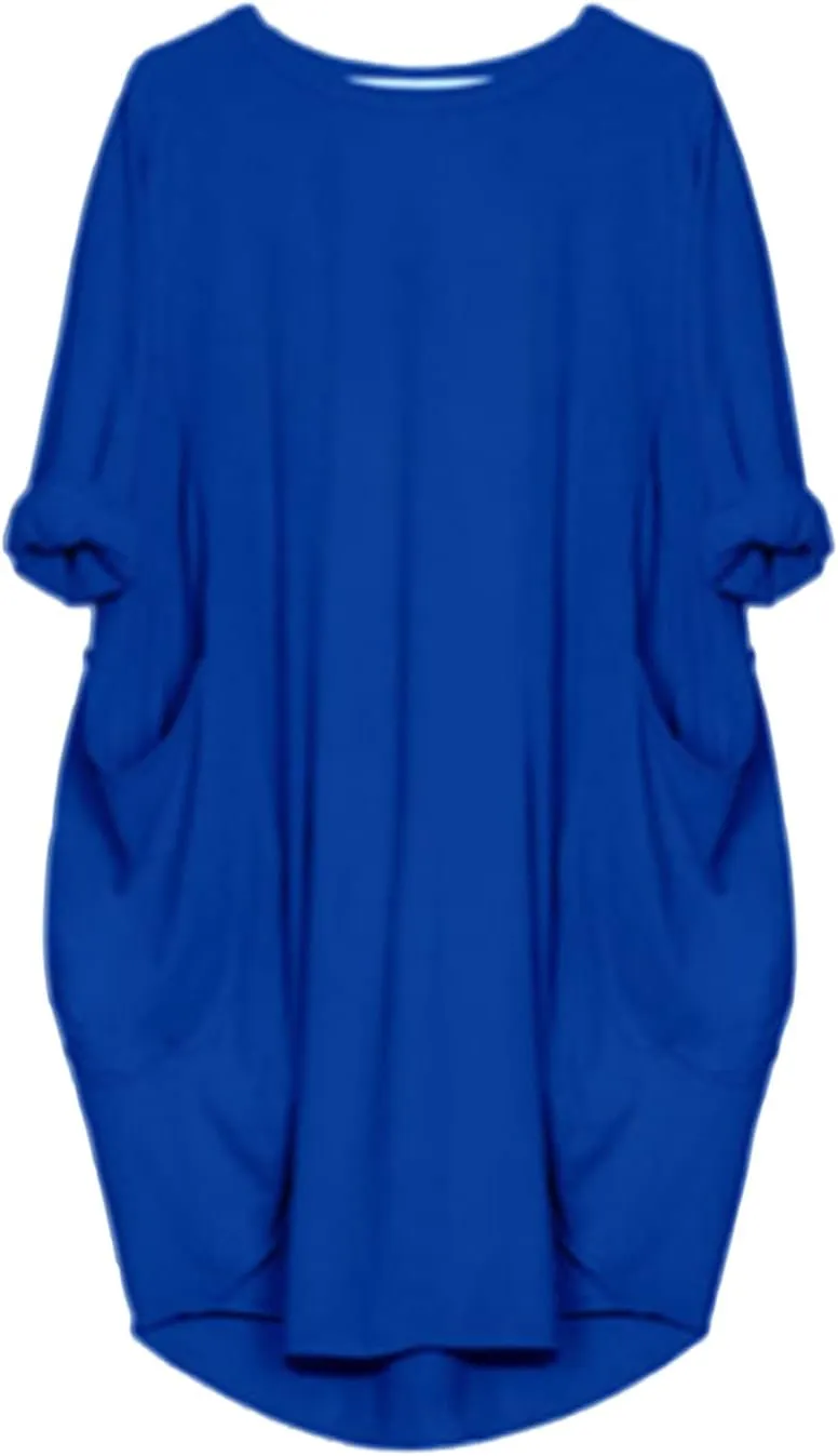 Women's Oversized Dress Long Sleeve Loose Tunic T-Shirt Dresses Summer Fashion Baggy Dress with Pockets 2025