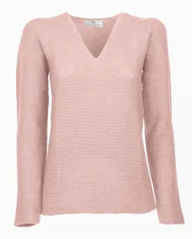 Women's Pure Cashmere Links Stitch V-Neck Peach