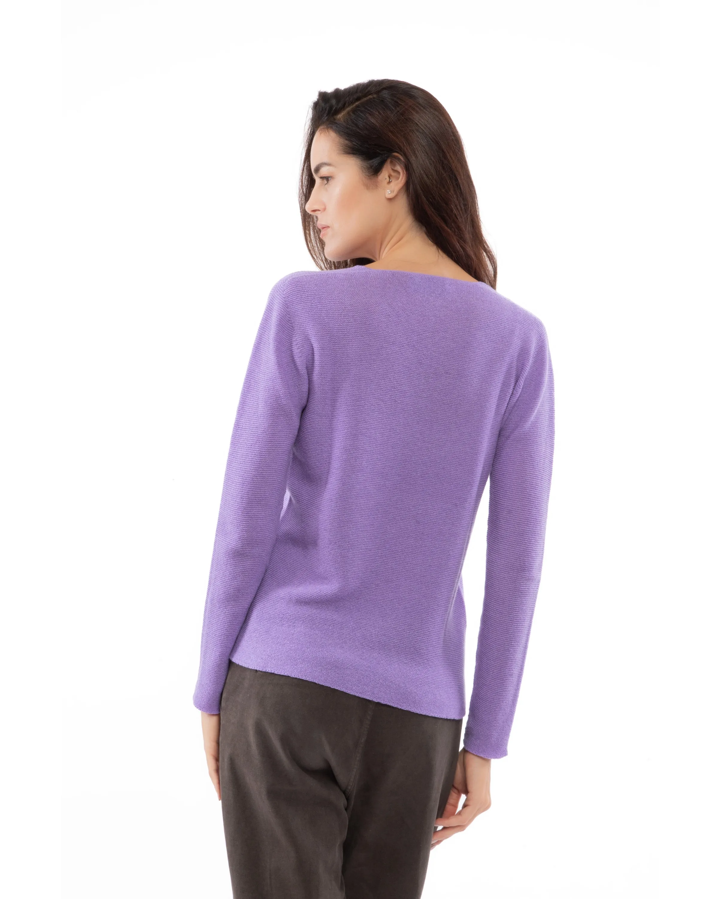 Women's Pure Cashmere Links Stitch V-Neck Peach