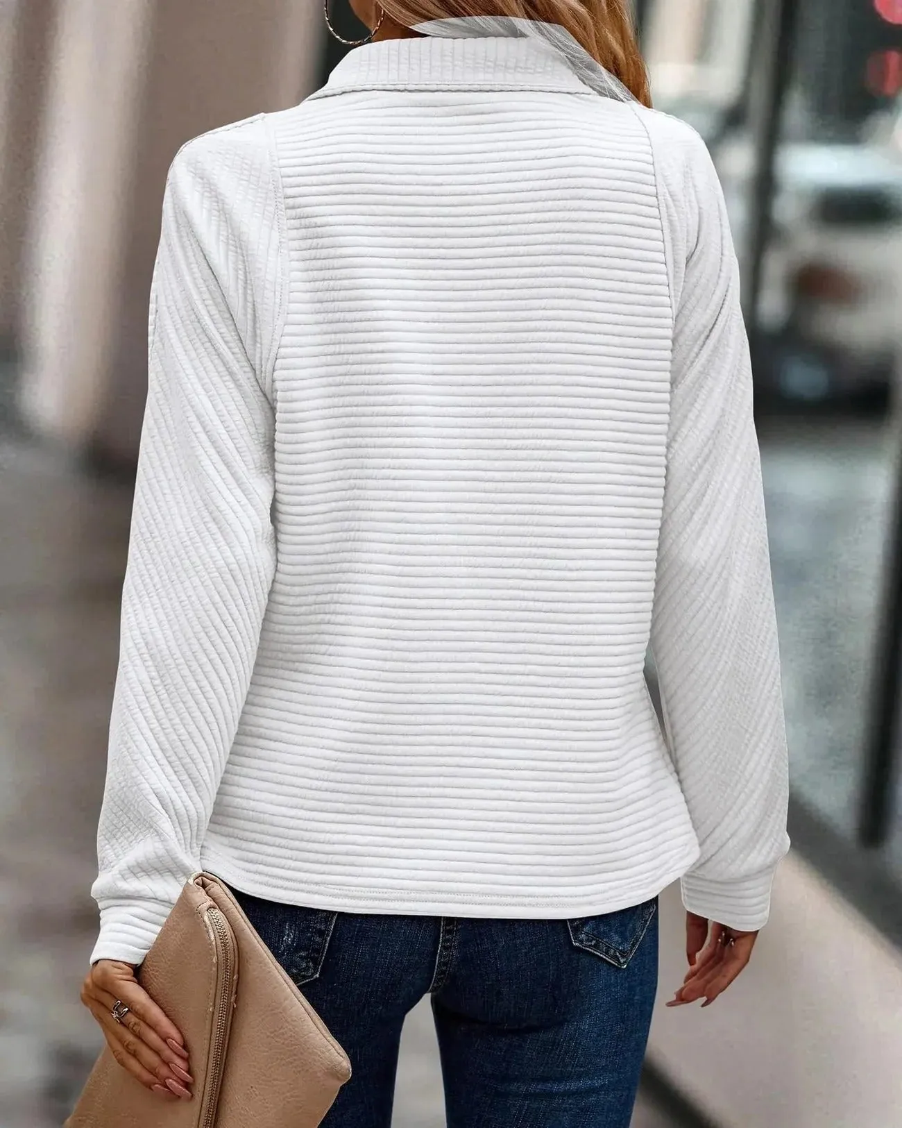 Women's Sweater - V-neck Zipper