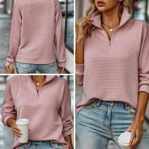 Women's Sweater - V-neck Zipper