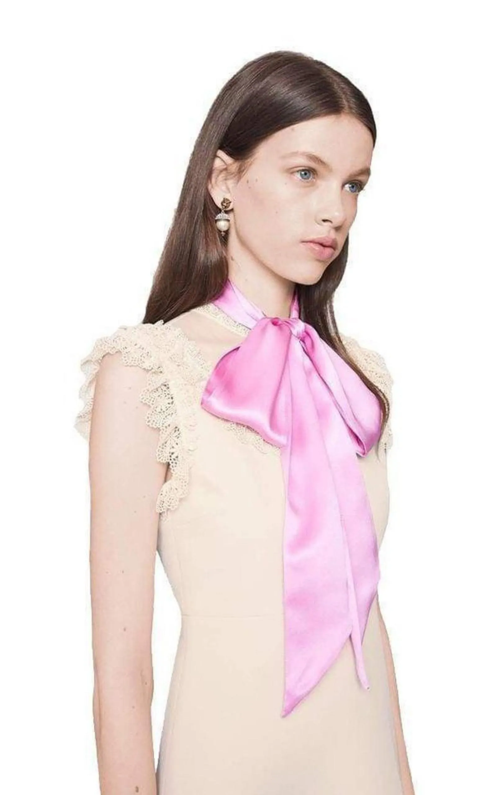 Wool & Silk Blend Mini Dress with Pussycat Bow