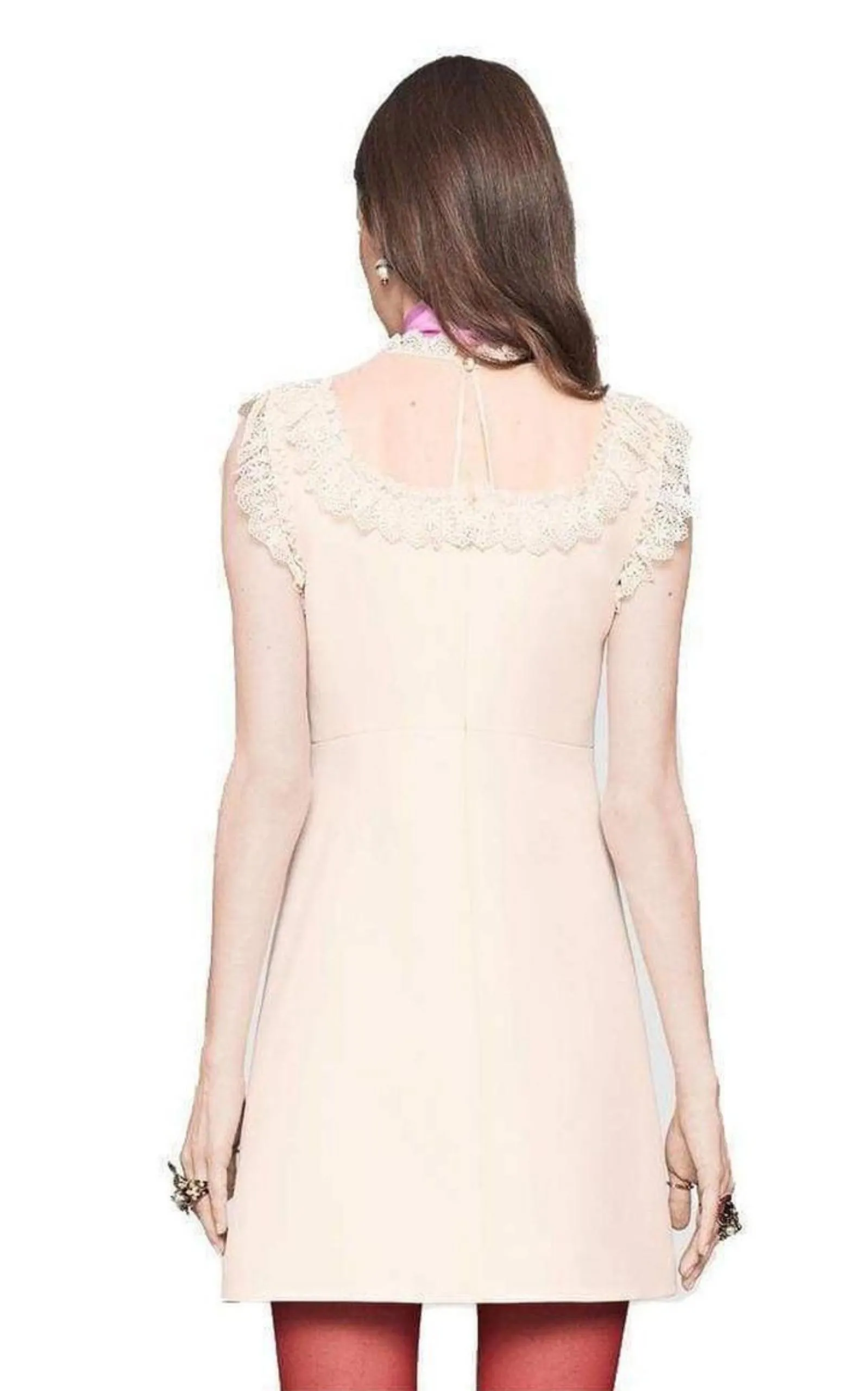 Wool & Silk Blend Mini Dress with Pussycat Bow