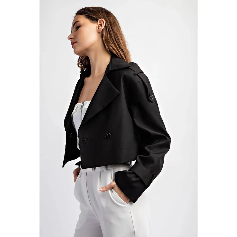 Woven Crop Trench Coat