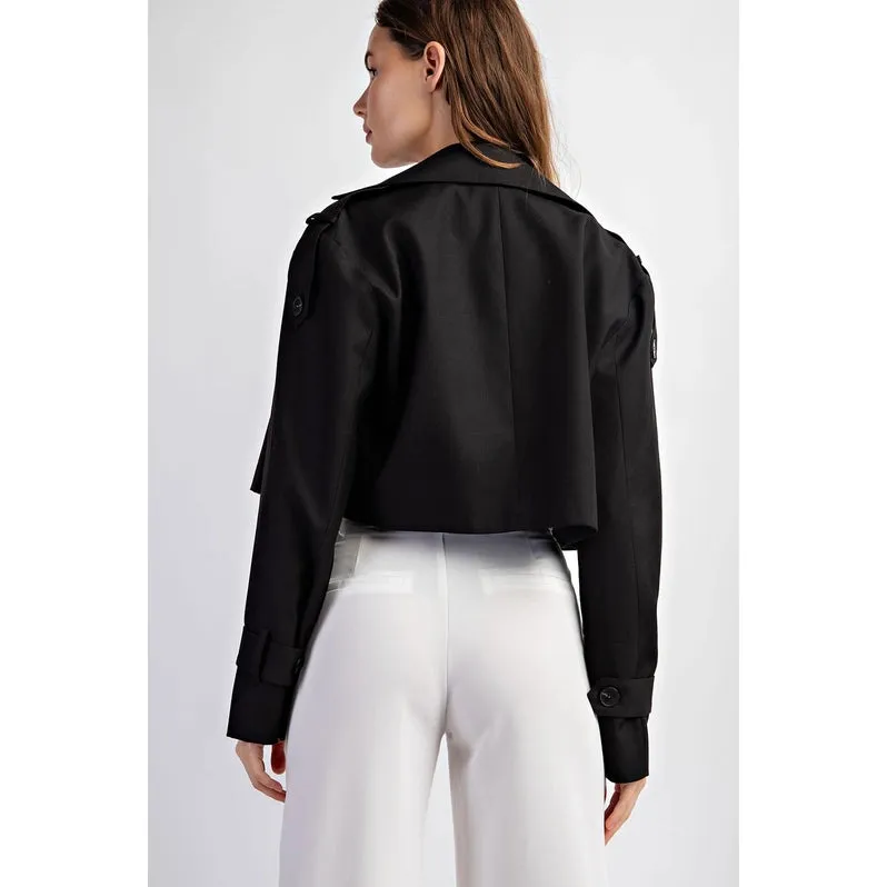 Woven Crop Trench Coat