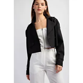 Woven Crop Trench Coat