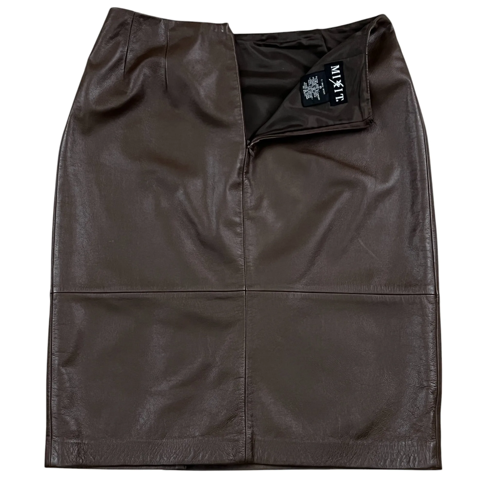 Y2K Brown Leather Pencil Skirt Size 6