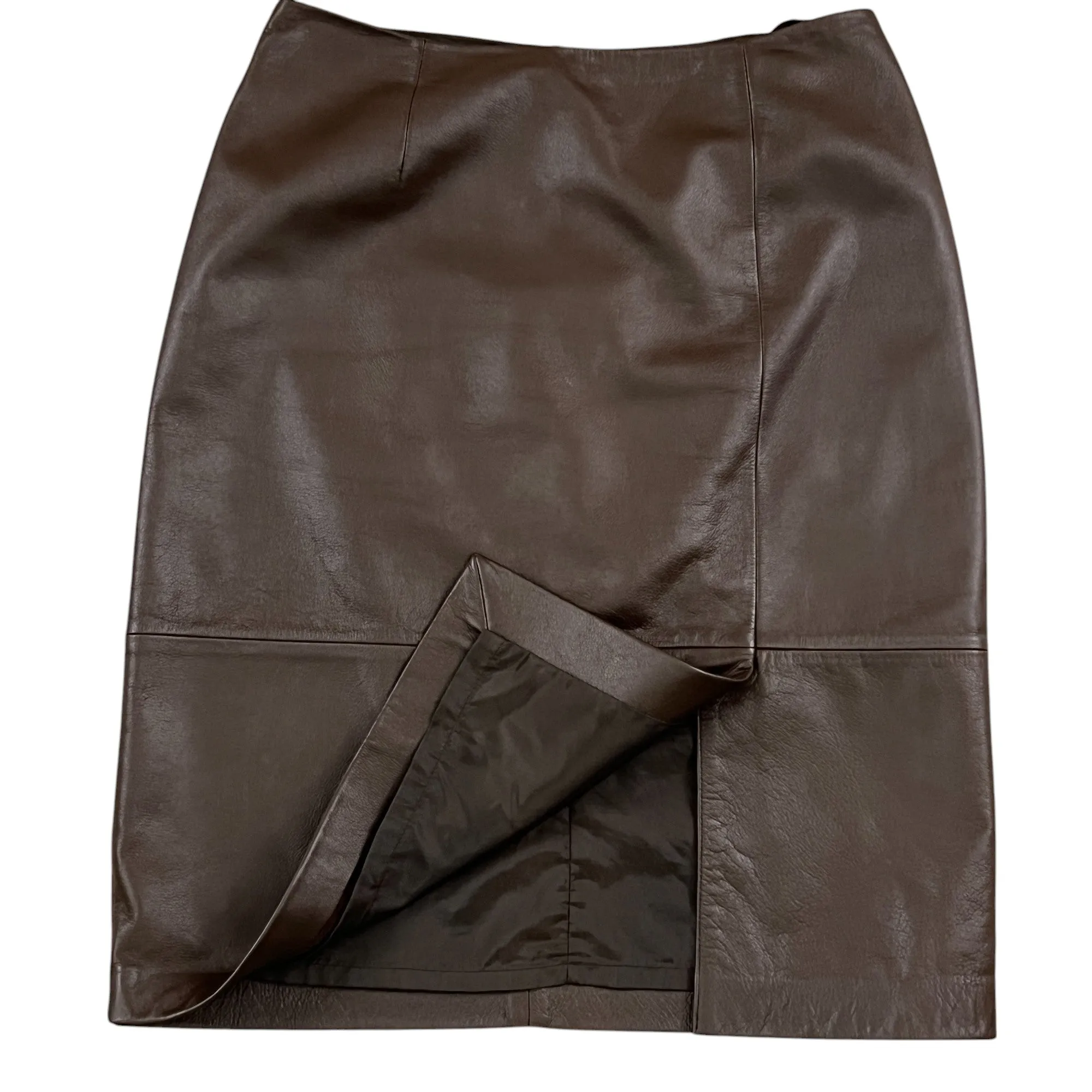Y2K Brown Leather Pencil Skirt Size 6