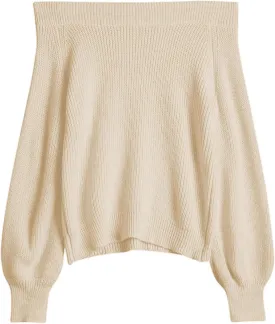 ZAFUL Women Off Shoulder Sweater Long Sleeve Knit Sweater Loose Pullover Jumper Tops